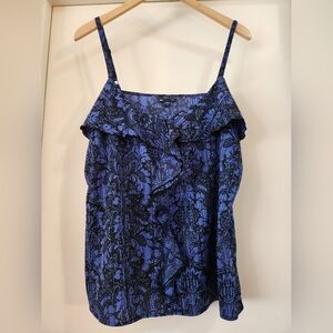 GAP Women's Ruffle Tank‎ Top Blue Black Size Extra Large XL